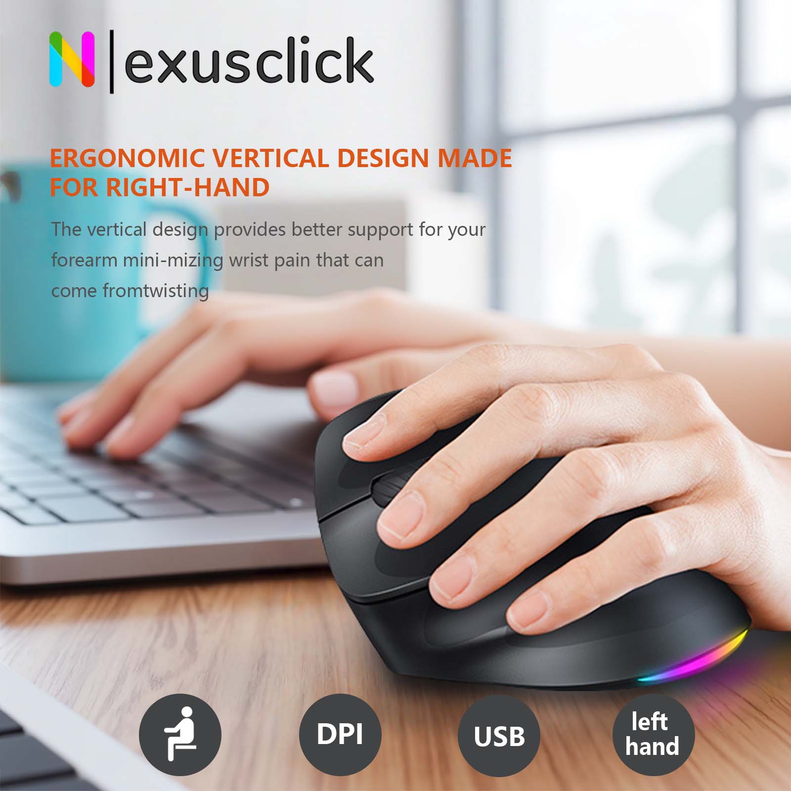 Ergonomic Mouse Vertical - Mouse Verticale Ergonomico Wireless Bluetooth Meetion