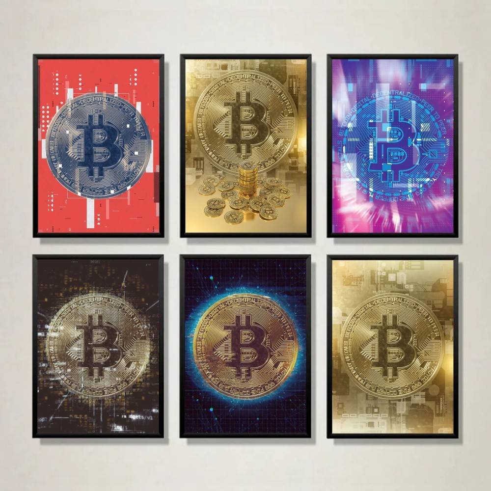 Tech Office Wallpaper - Poster Cyber Tech Circuit Golden Coin: